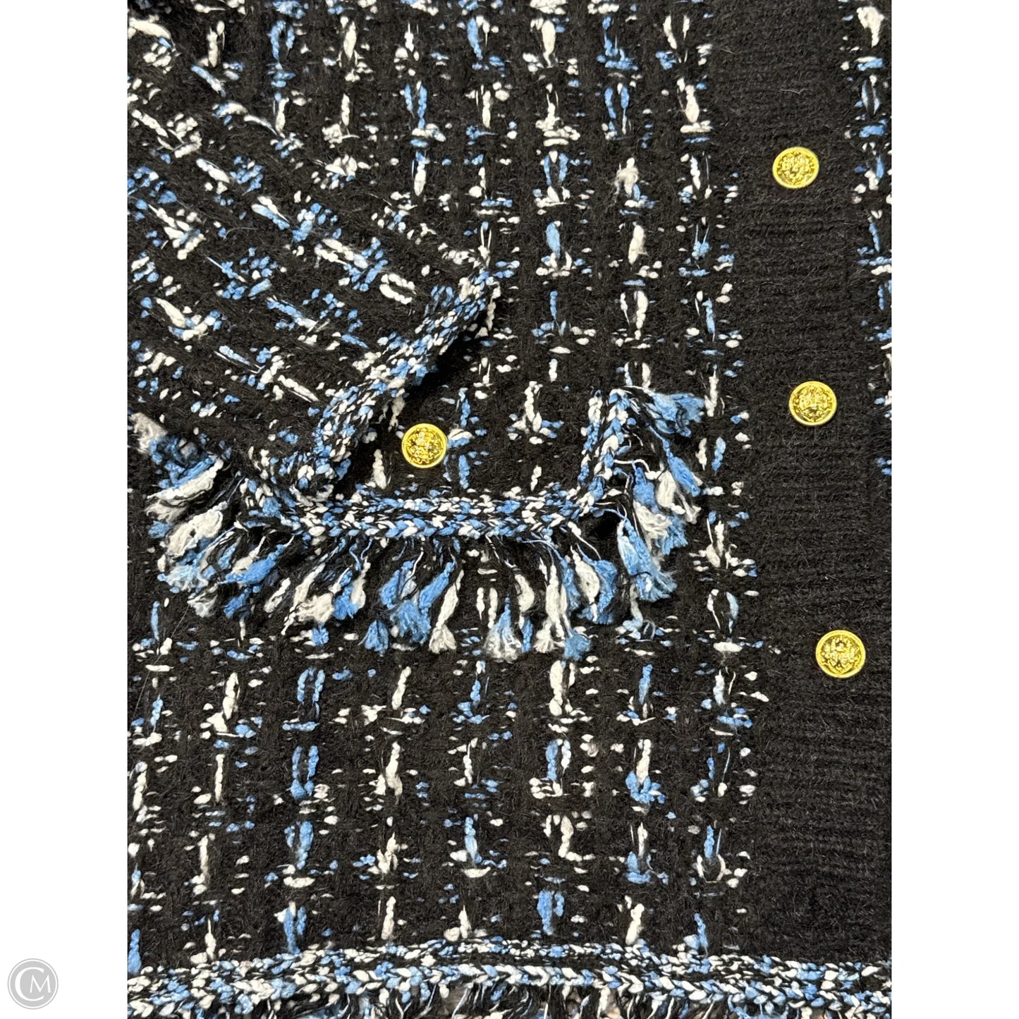 Blazer / Cardigan By Anthropologie In Black & Blue, Size: M
