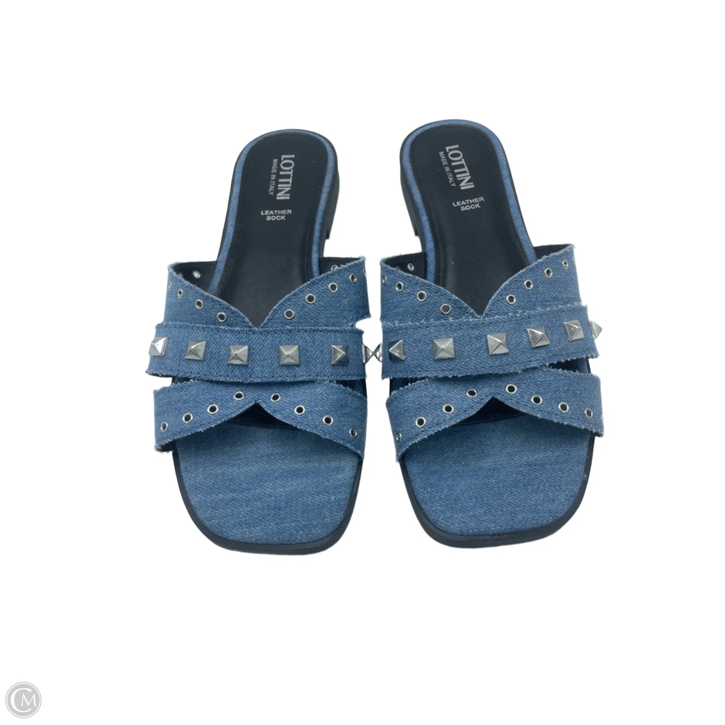 Sandals Flats By Lottini In Blue Denim, Size: 8.5