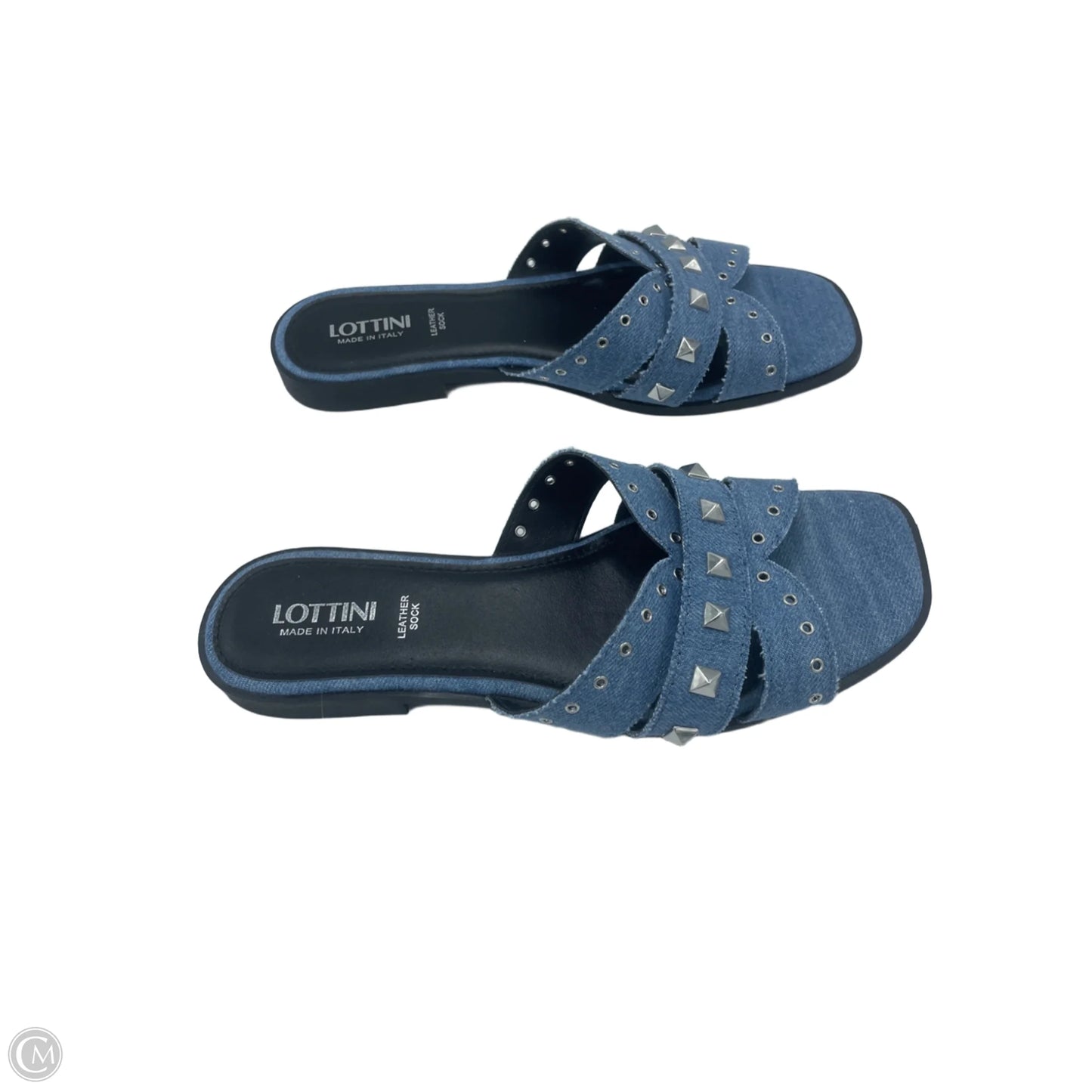 Sandals Flats By Lottini In Blue Denim, Size: 8.5