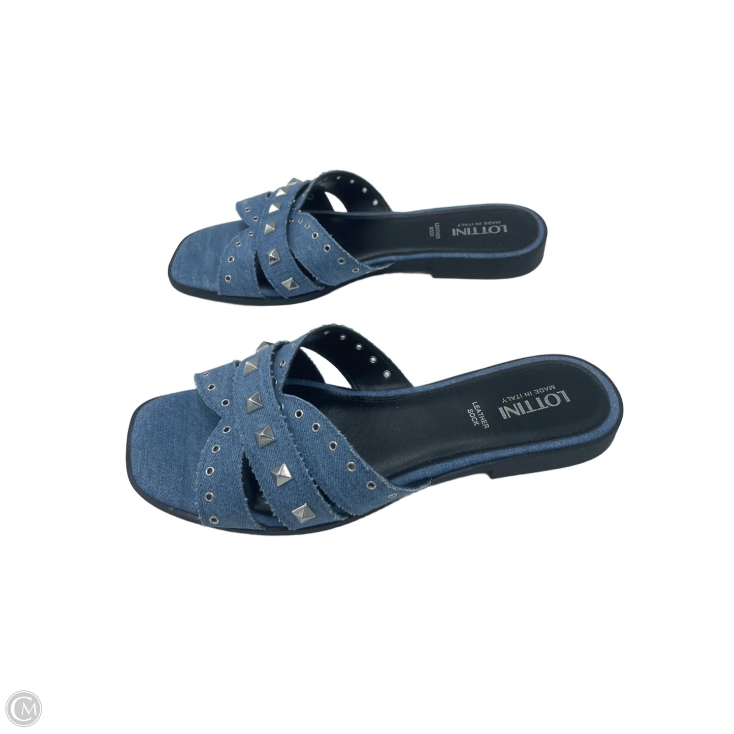 Sandals Flats By Lottini In Blue Denim, Size: 8.5