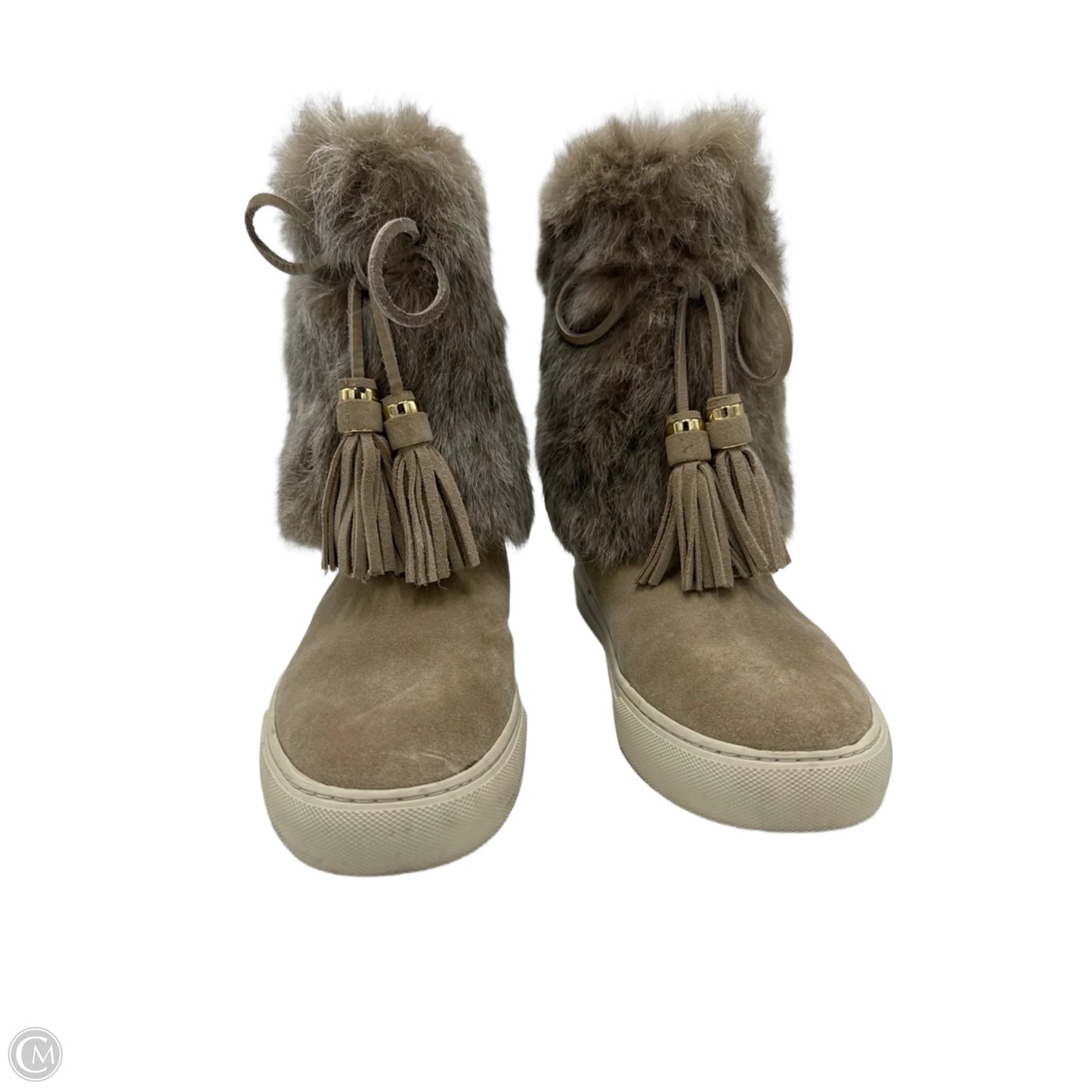 Boots Designer By Tory Burch In Taupe, Size: 8