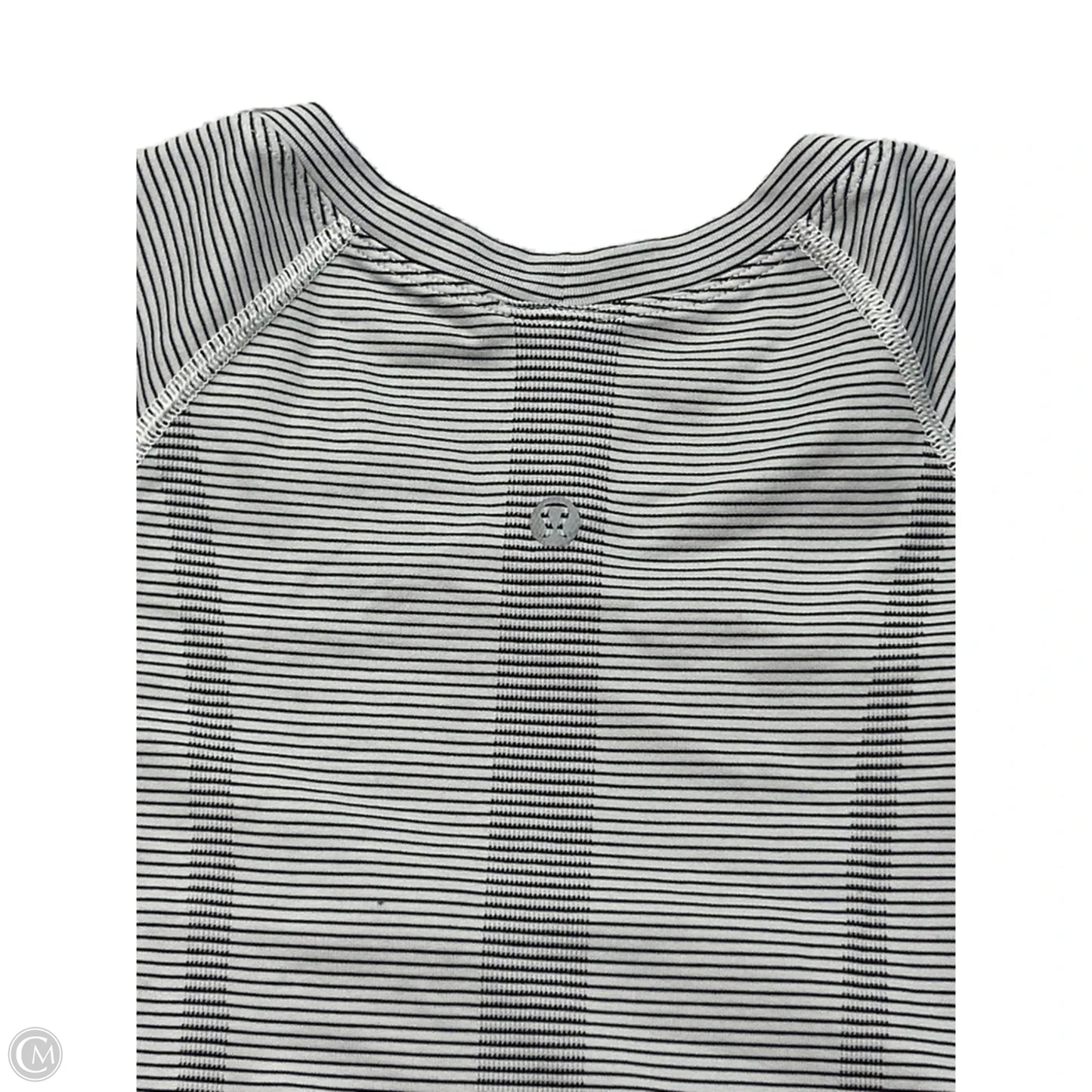 Athletic Top Short Sleeve By Lululemon In Striped Pattern, Size: M