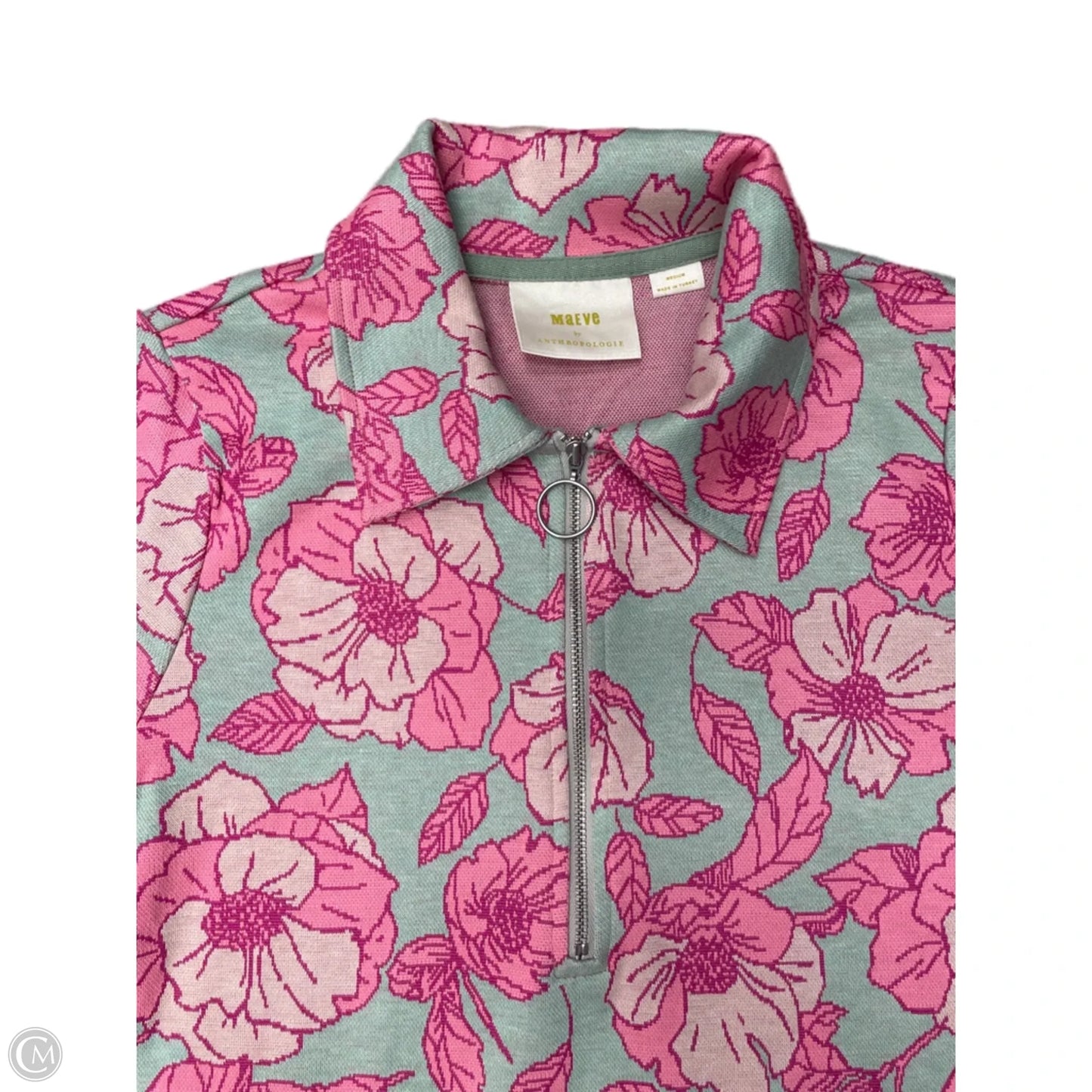 Top Short Sleeve By Maeve In Green & Pink, Size: M
