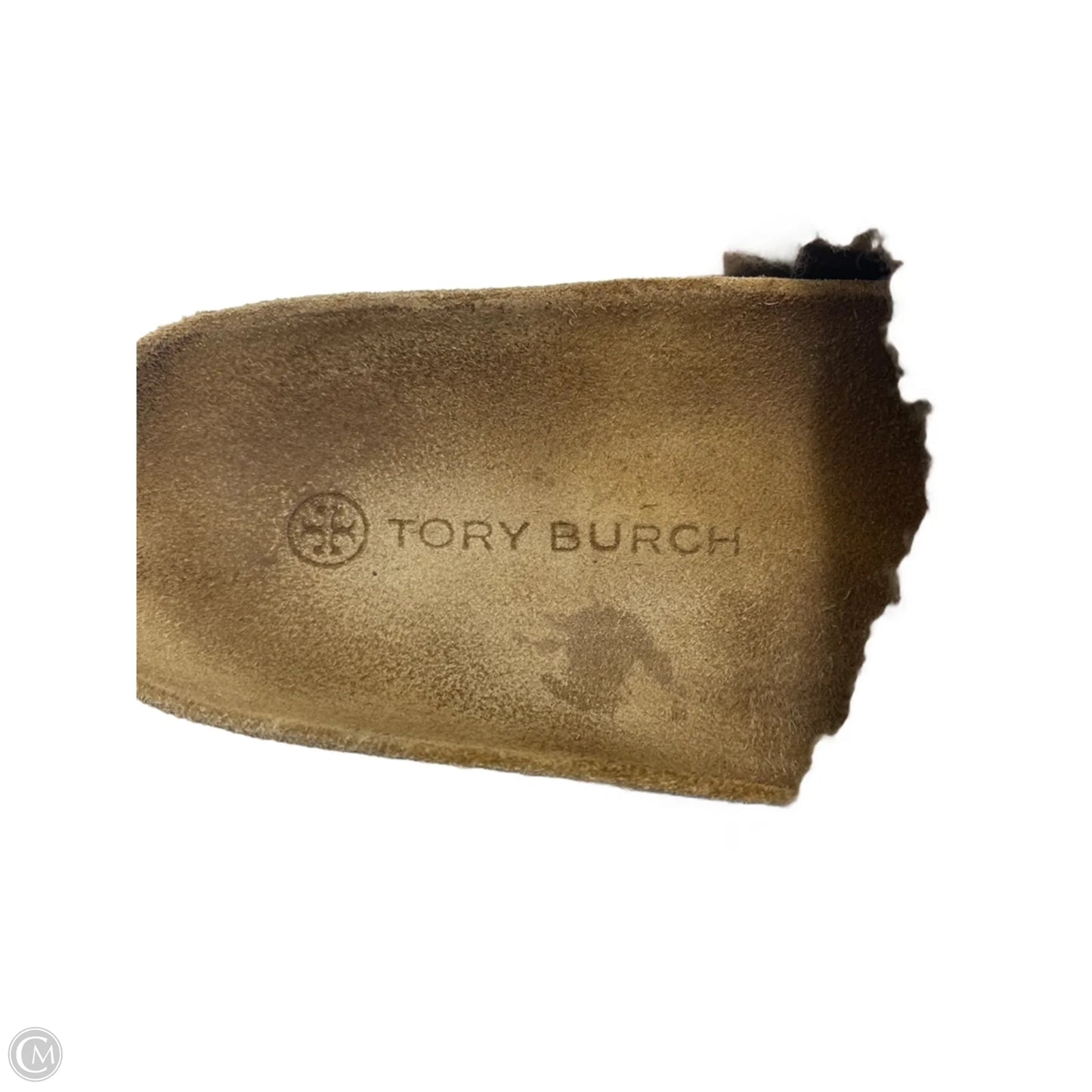 Tory Burch Double T Shearling Designer Sandal In Brown, Size: 8