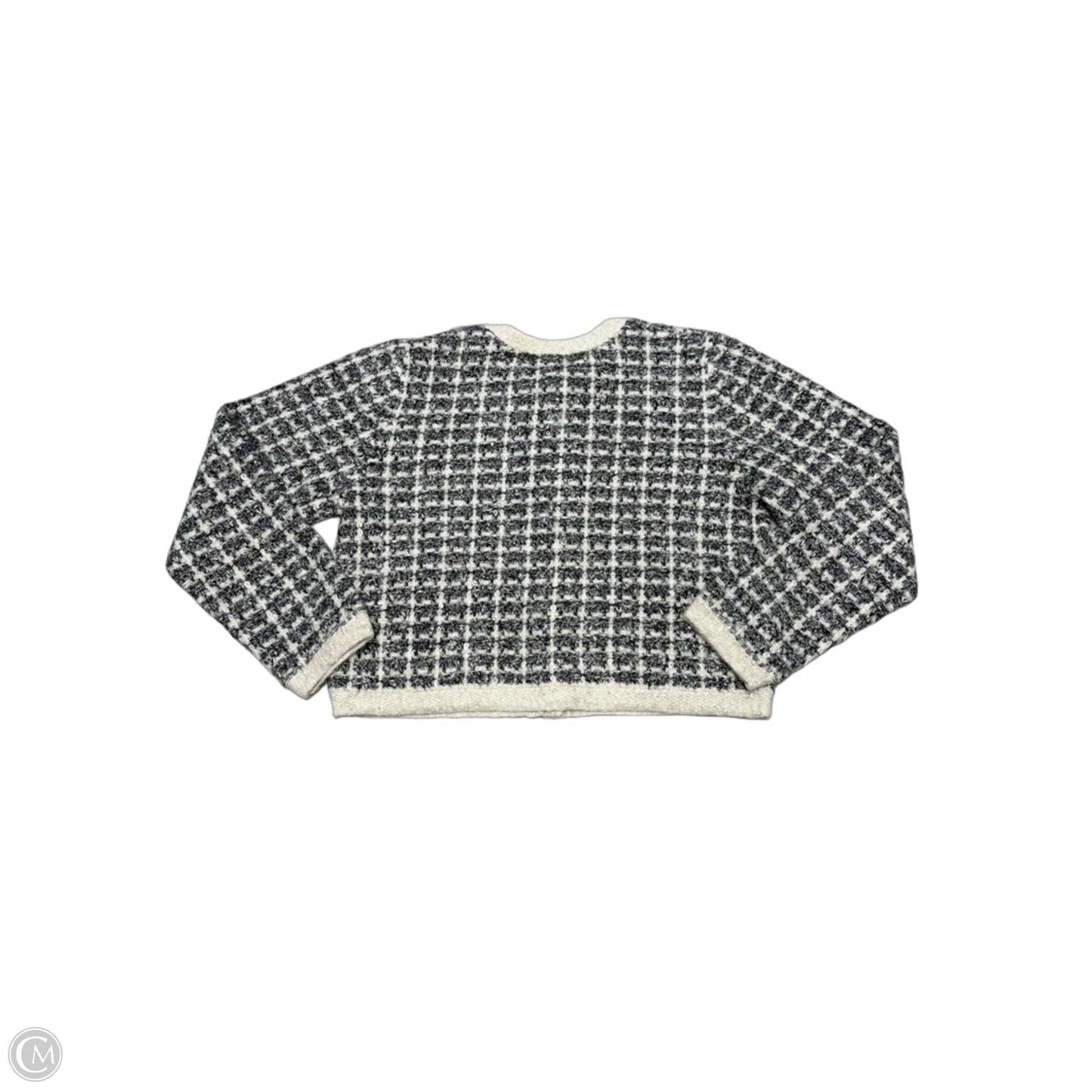 Sweater Cardigan By Splendid In Grey & White, Size: S