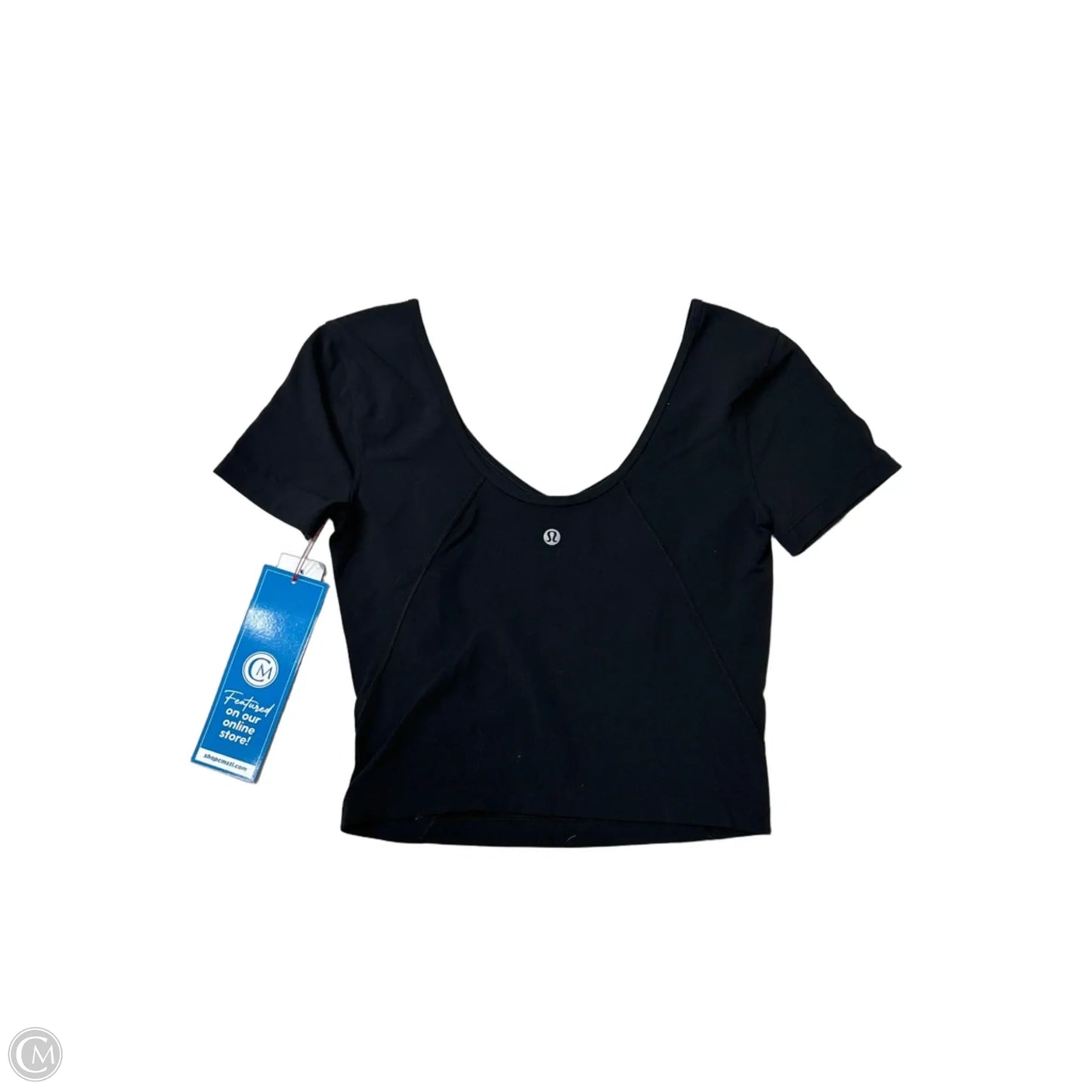 Athletic Top Short Sleeve By Lululemon In Black, Size: S