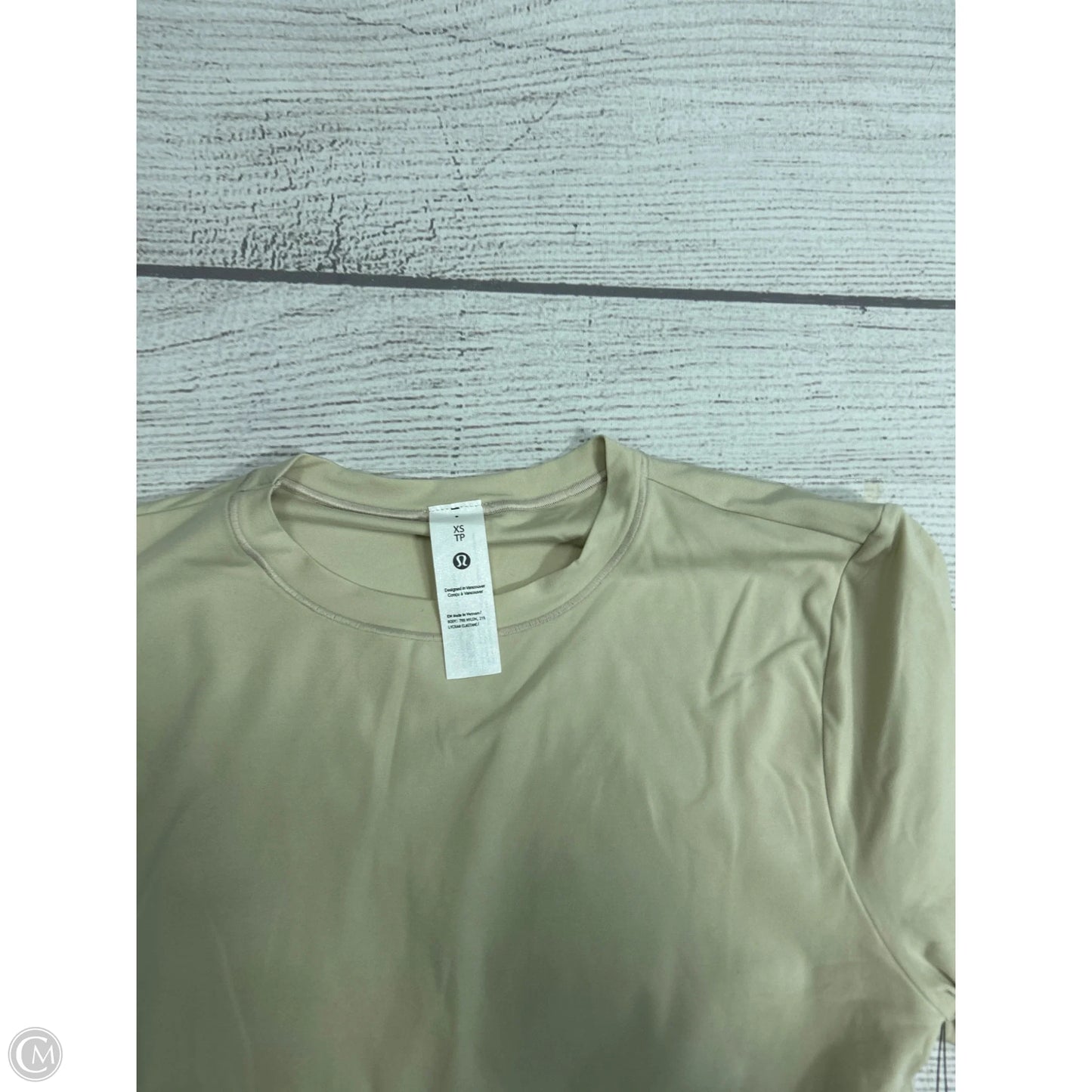 Athletic Top Short Sleeve By Lululemon In Tan, Size: Xs
