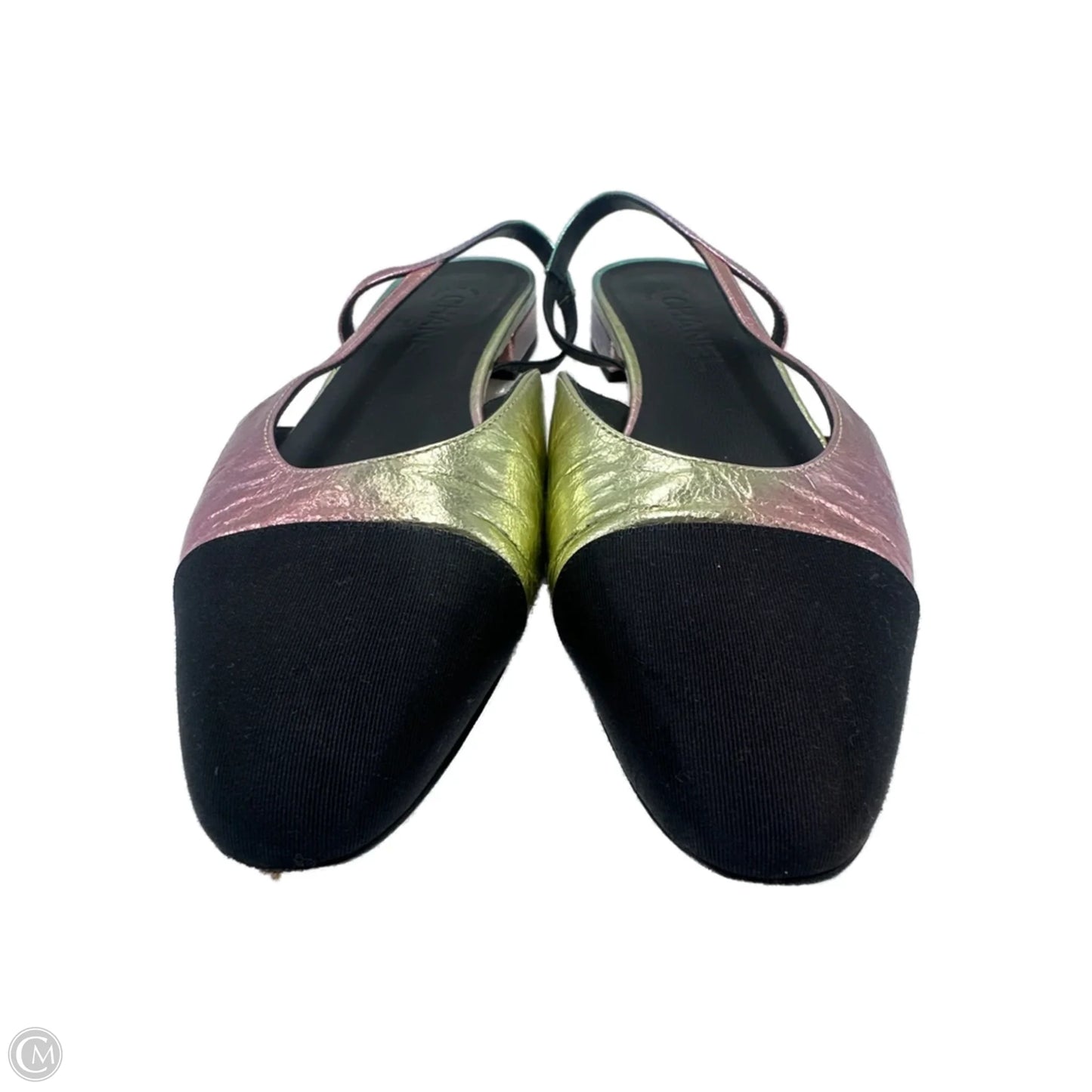Chanel Interlocking CC Logo Luxury Designer Slingback Shoes, Size: 9.5 (39.5)