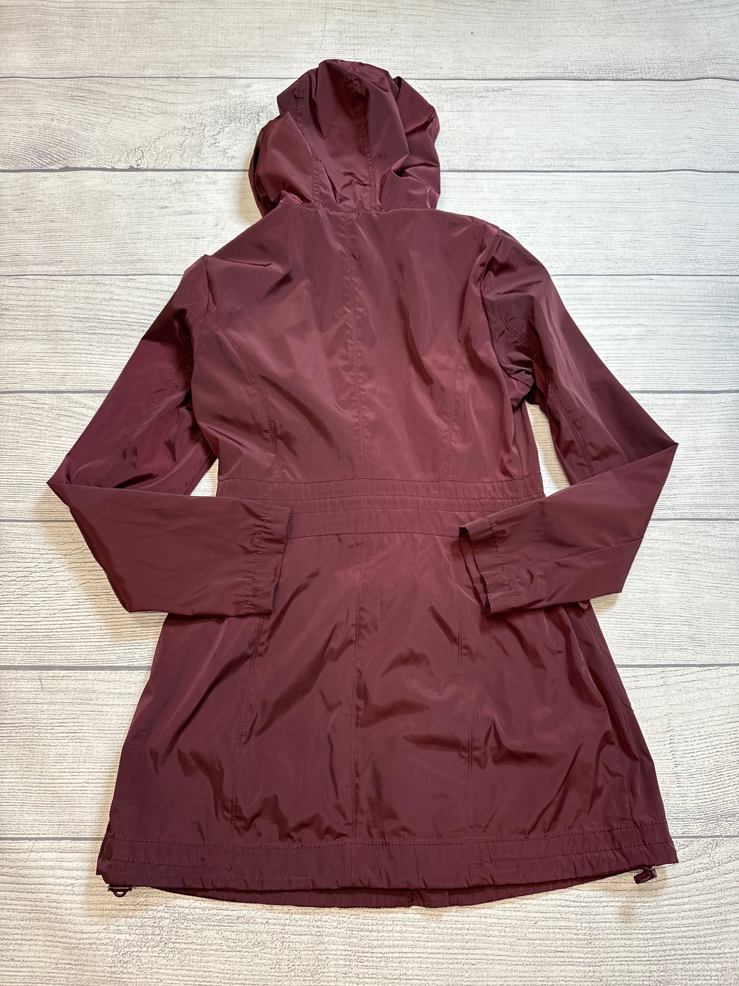 Coat Raincoat By Laundry In Maroon, Size: S