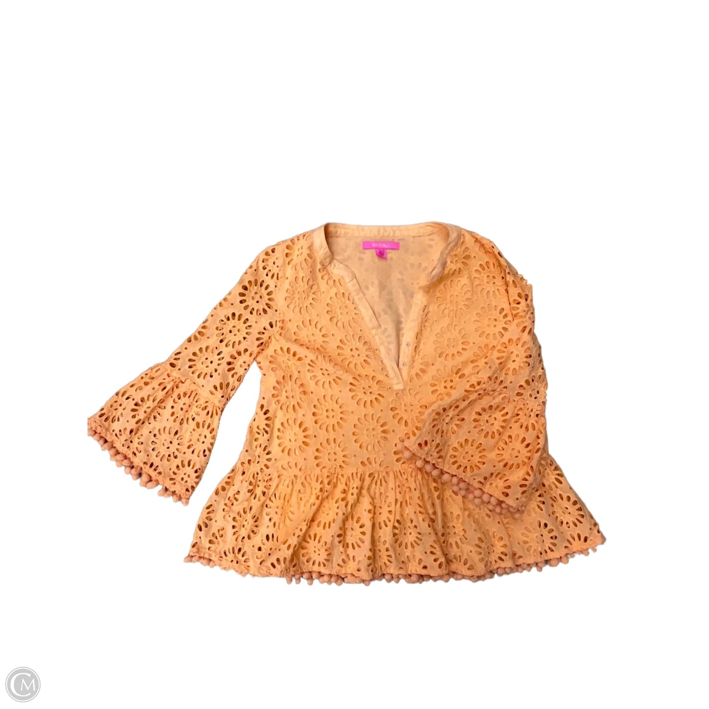 Top Long Sleeve Designer By Lilly Pulitzer In Orange, Size: M