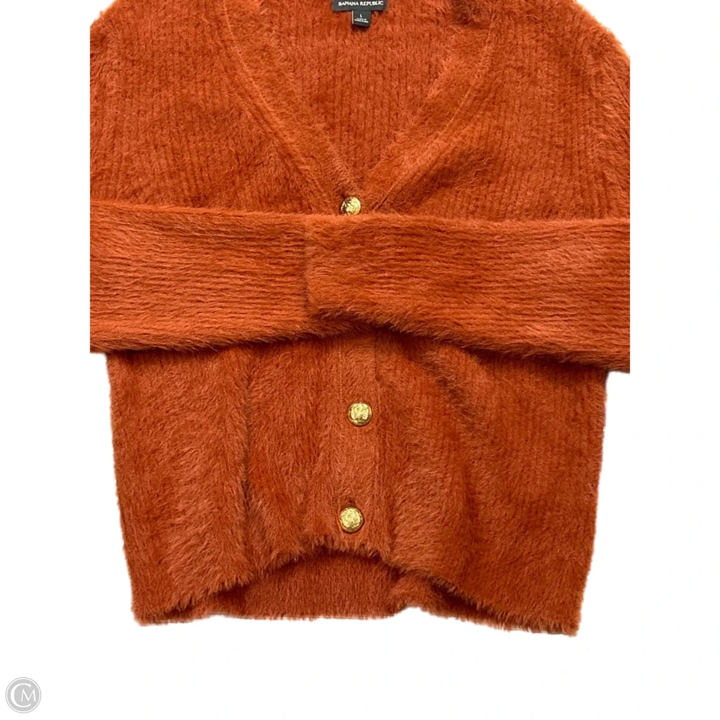 Sweater Cardigan By Banana Republic In Orange, Size: L
