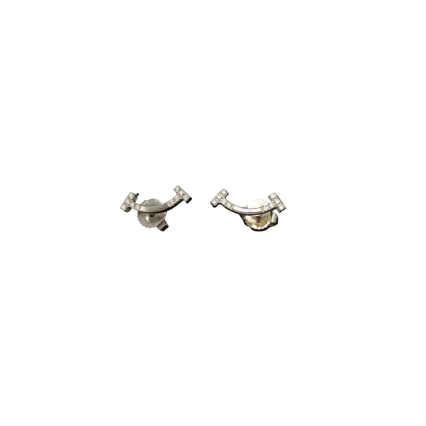 Tiffany & Company 18K T Smile Diamond Mini Luxury Earrings