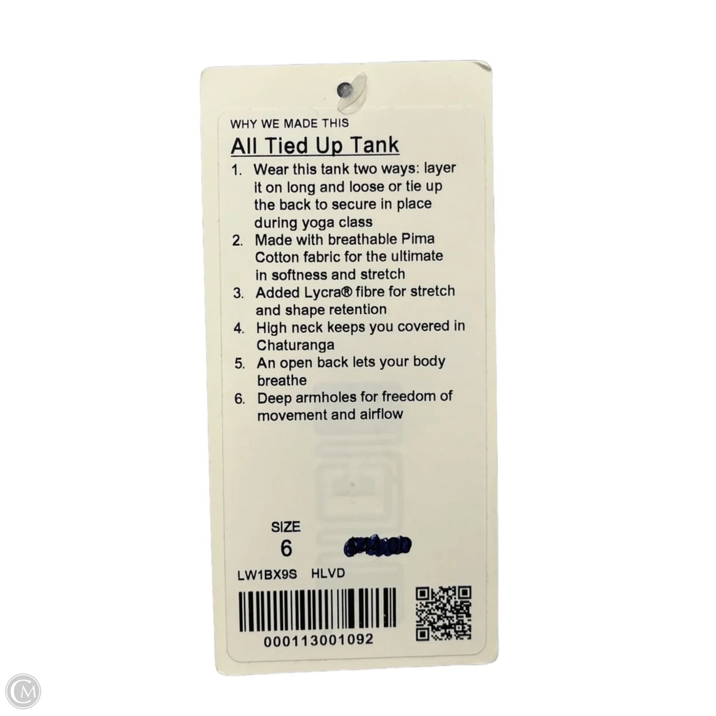Athletic Tank Top By Lululemon In Blue, Size: S