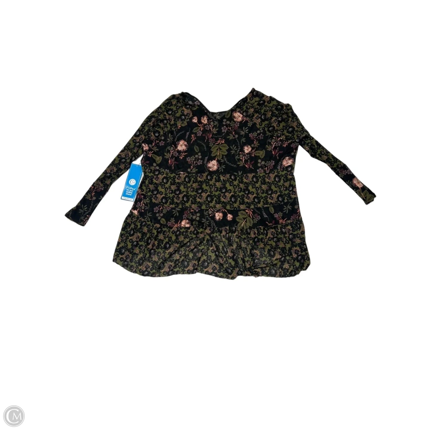 Top Long Sleeve By Free People In Black & Green, Size: M