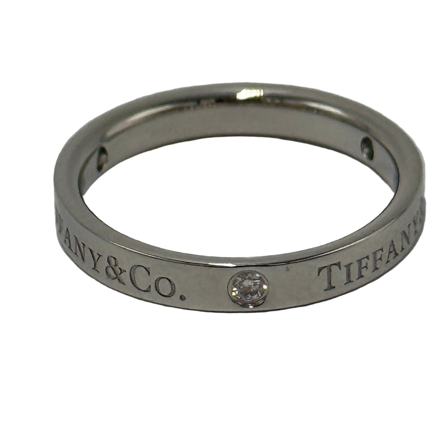 Tiffany & Company Platinum 3mm Band w/ Diamonds Luxury Designer Ring, Size 7