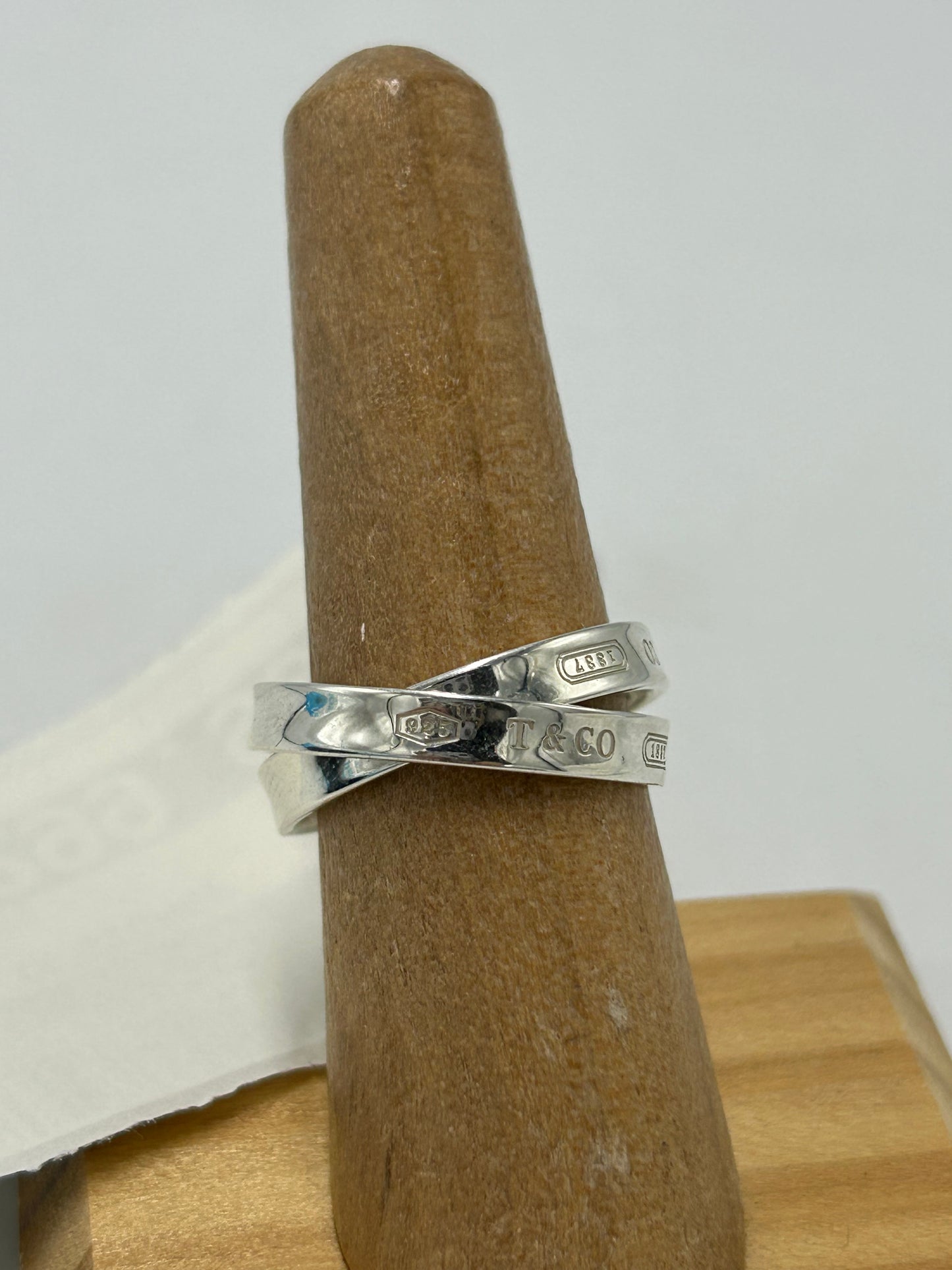 Tiffany & Company 925 Silver Interlocking Luxury Ring, Size 8