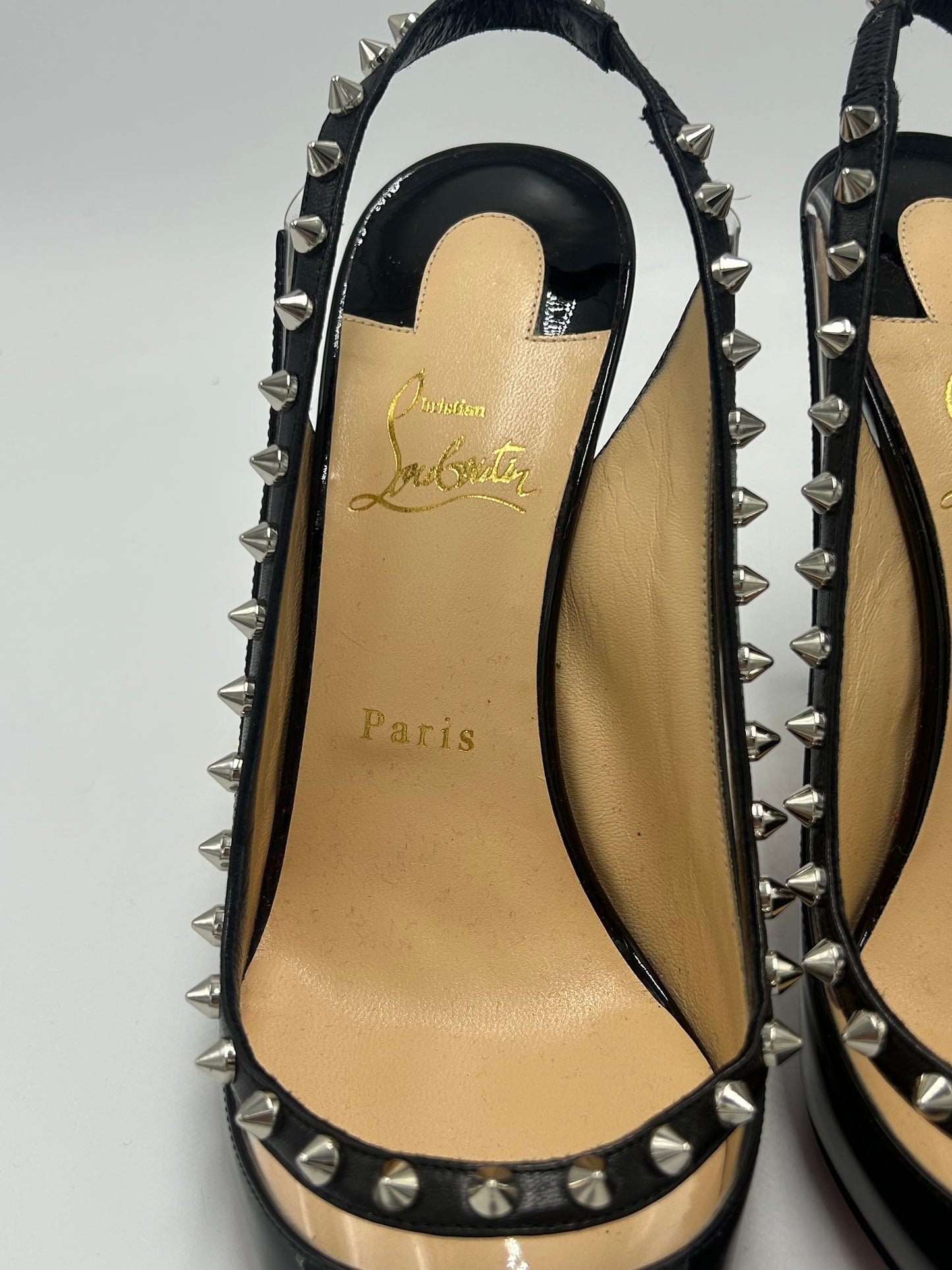 Christian Louboutin Brigadine Spike Luxury Slingback Designer Shoes, Size: 10.5 (40.5)