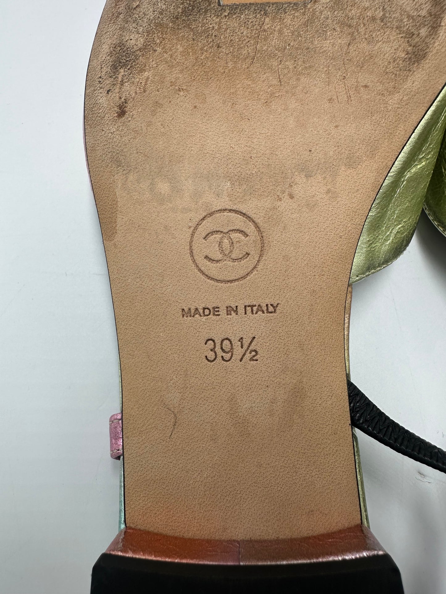 Chanel Interlocking CC Logo Luxury Designer Slingback Shoes, Size: 9.5 (39.5)