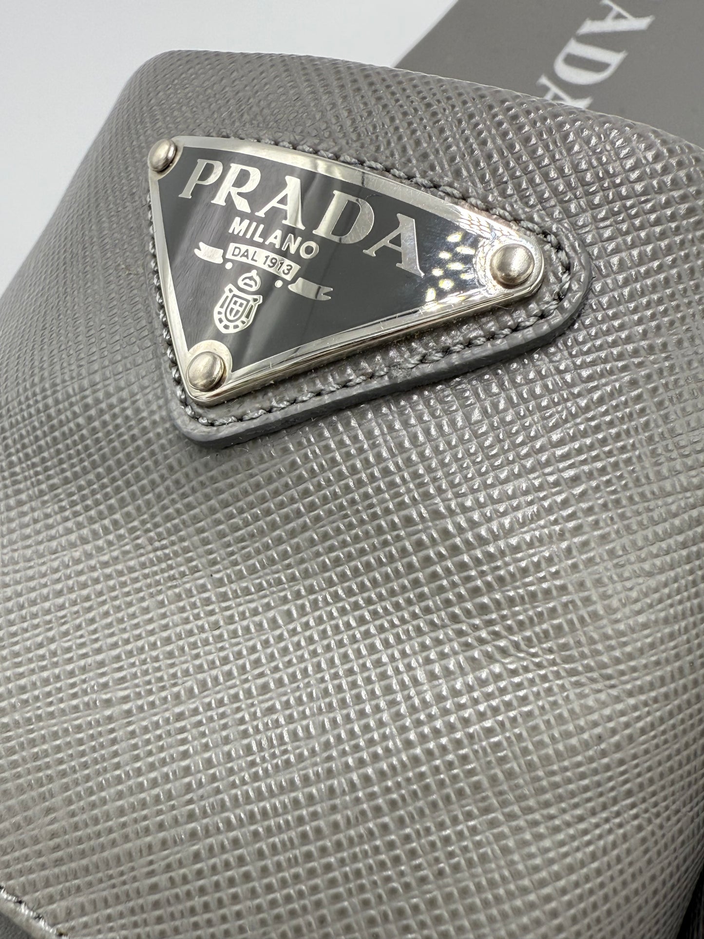 Prada Saffiano Logo Luxury Designer Slides, Size: 8