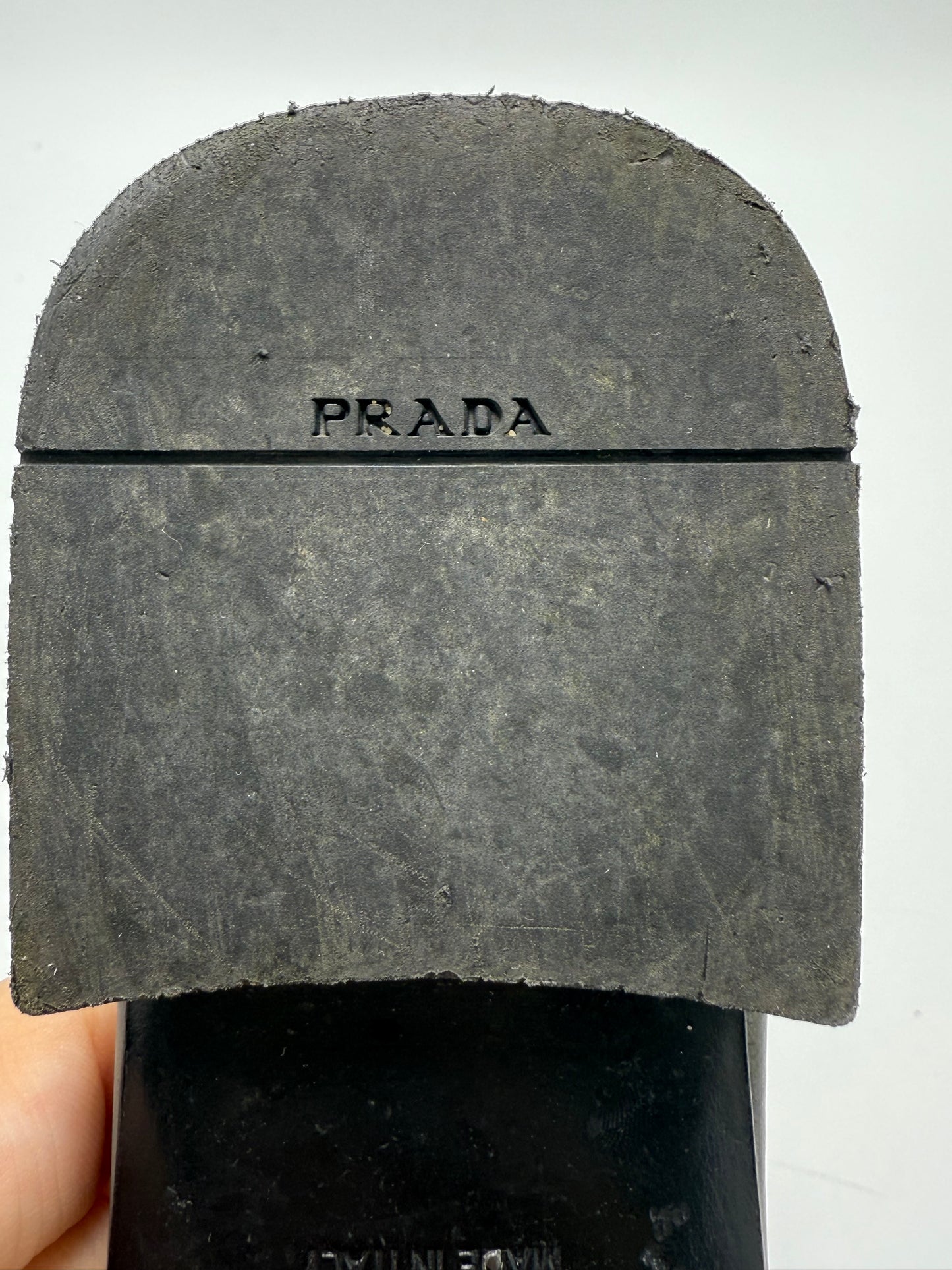 Prada Saffiano Logo Luxury Designer Slides, Size: 8