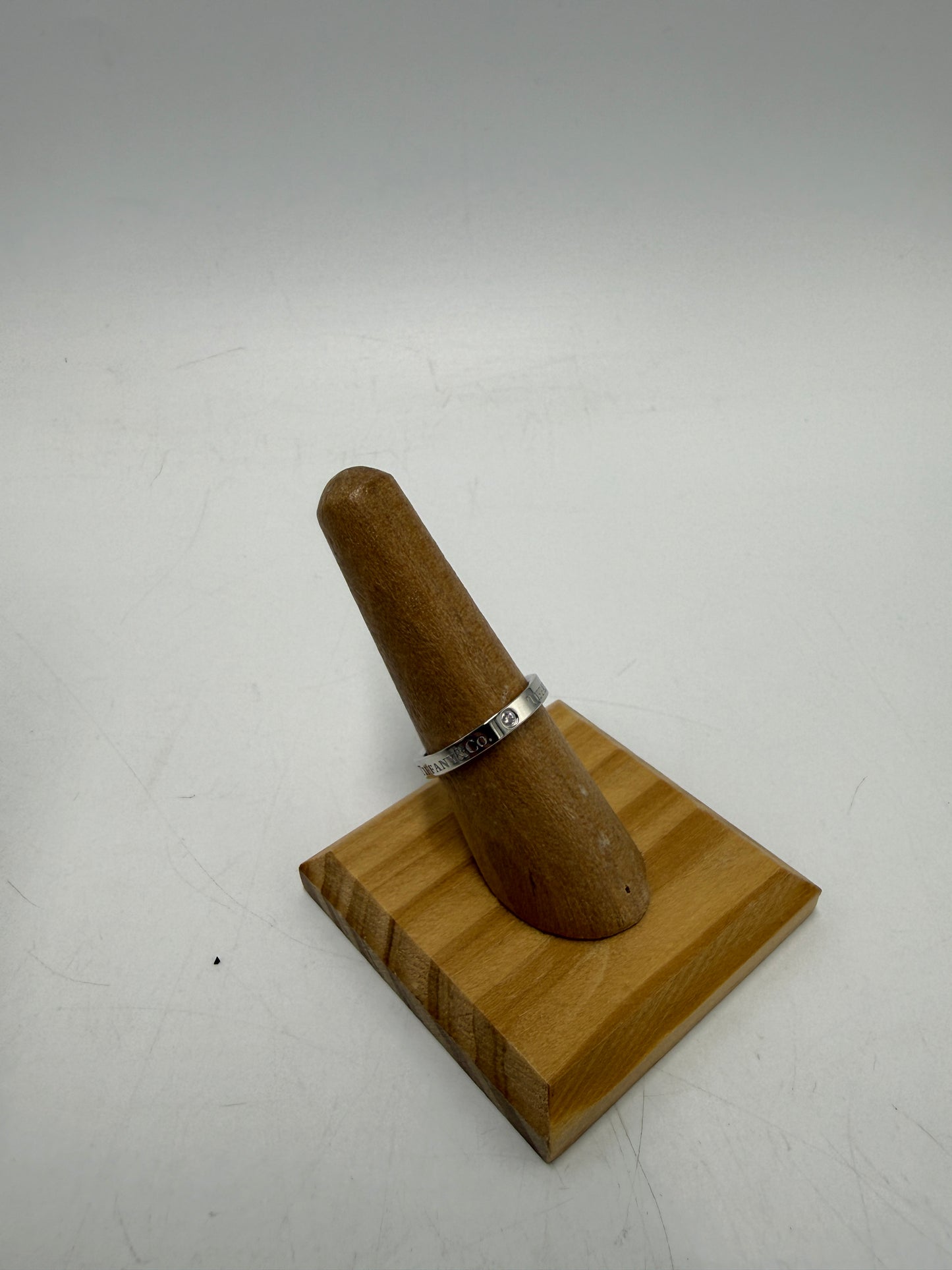 Tiffany & Company Platinum 3mm Band w/ Diamonds Luxury Designer Ring, Size 7