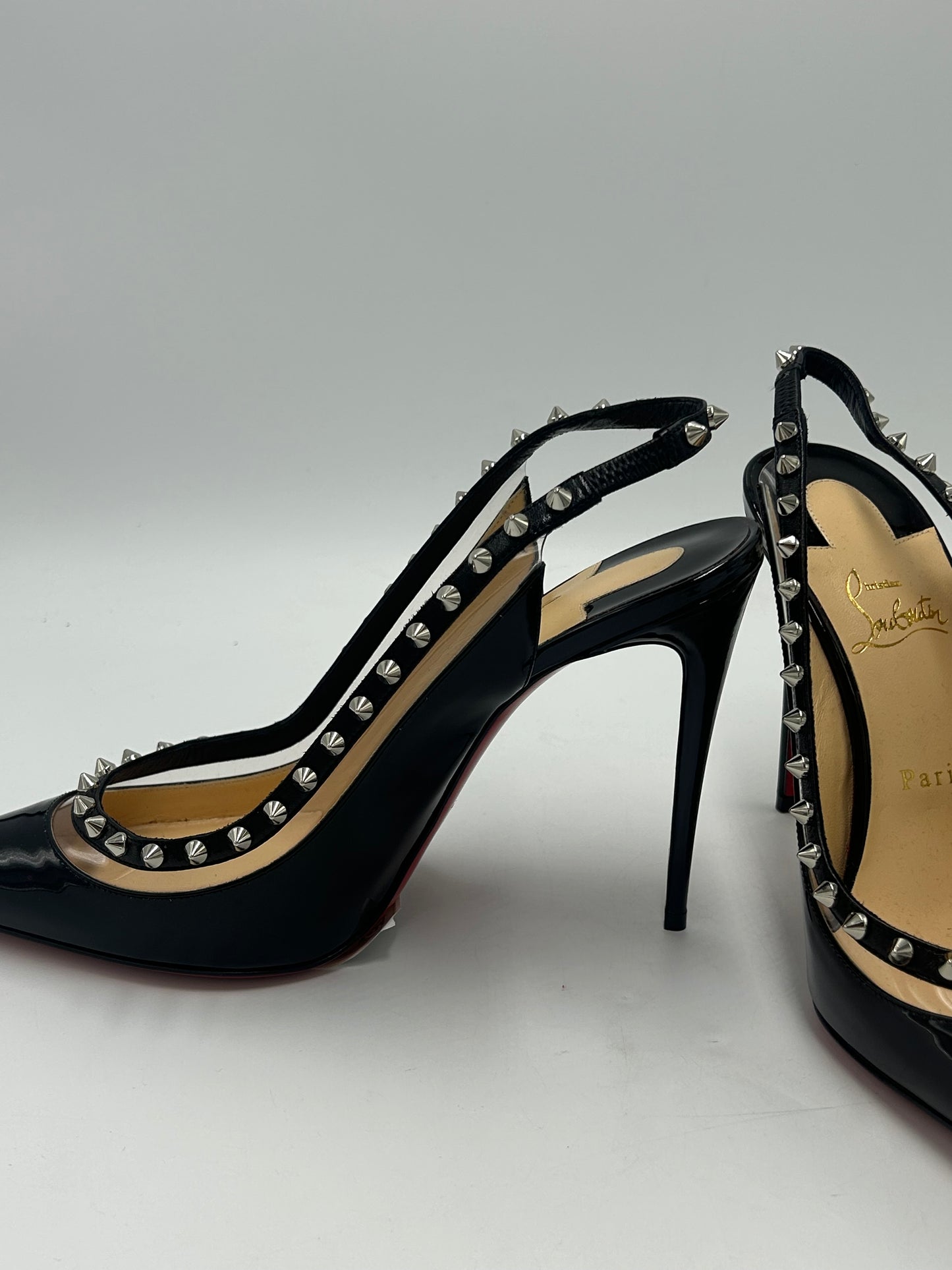 Christian Louboutin Brigadine Spike Luxury Slingback Designer Shoes, Size: 10.5 (40.5)