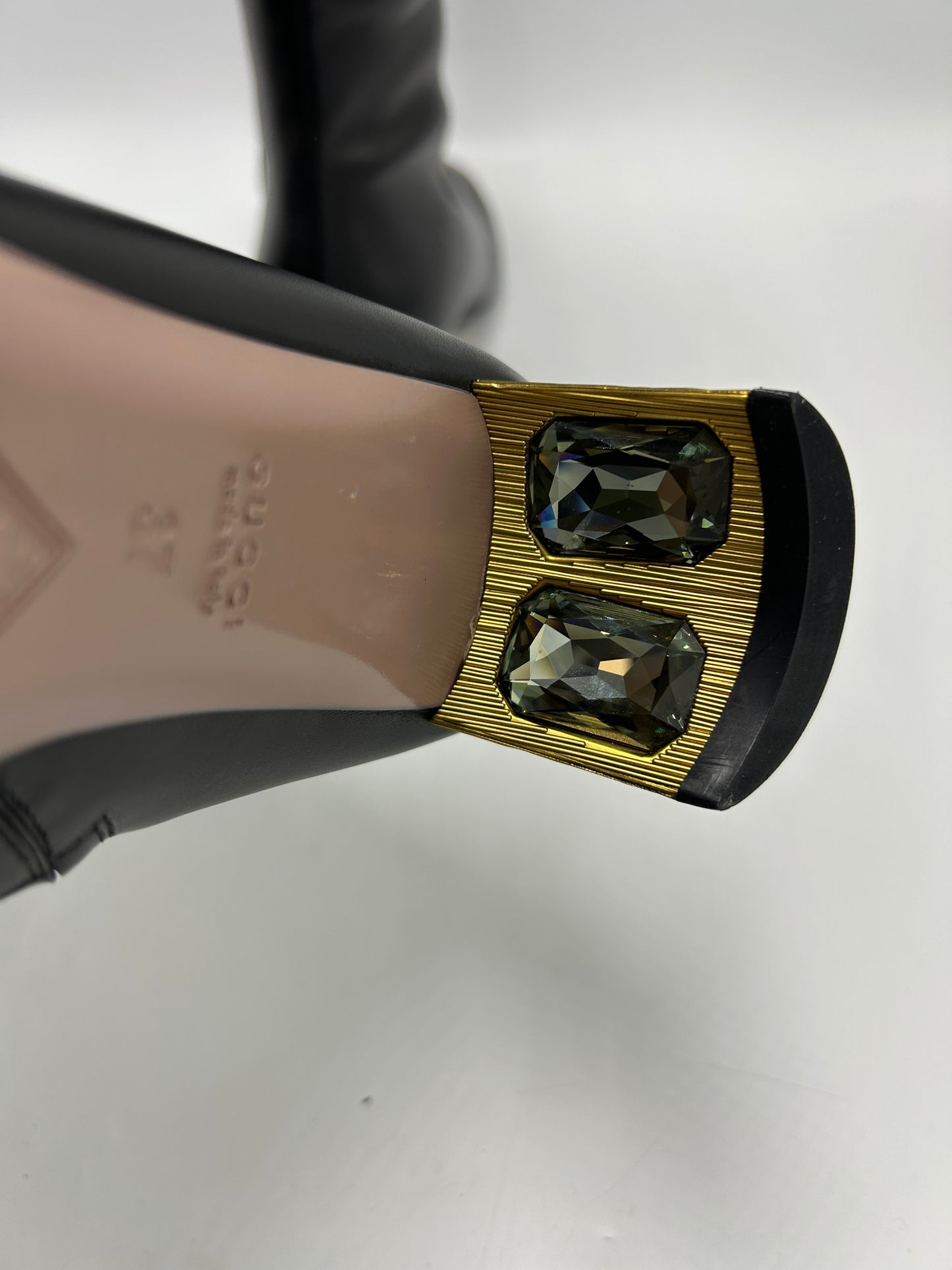 Gucci Arielle x Swarovski Leather Luxury Boots, Size: 7 (37)