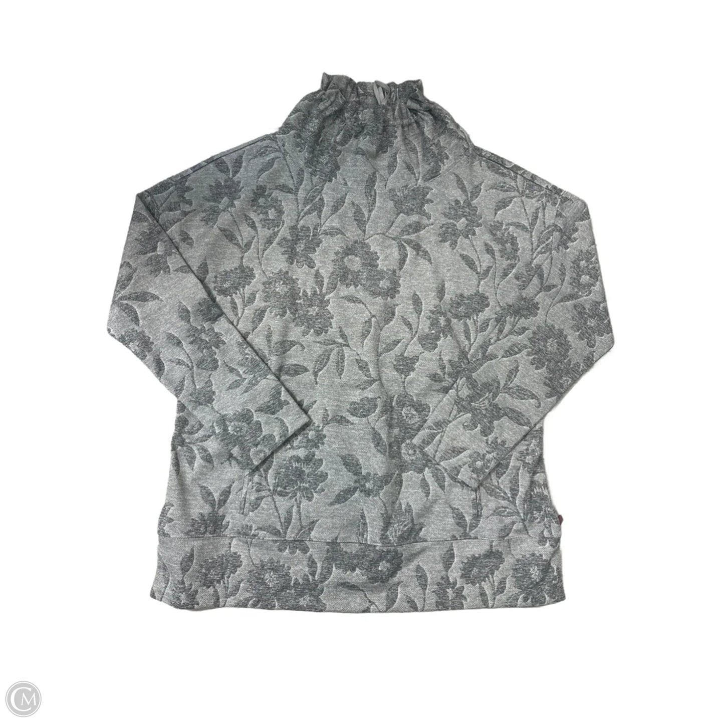 Athletic Top Long Sleeve Collar By Talbots In Grey, Size: L