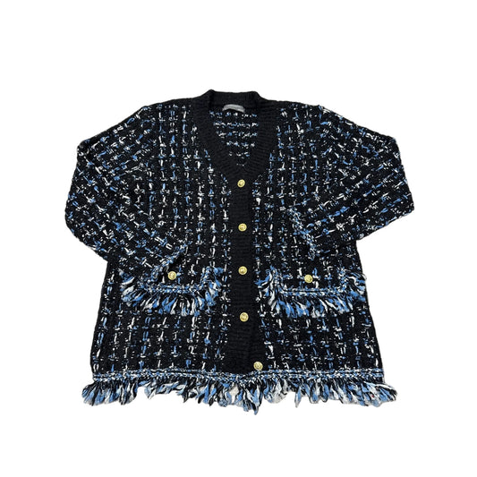 Blazer / Cardigan By Anthropologie In Black & Blue, Size: M