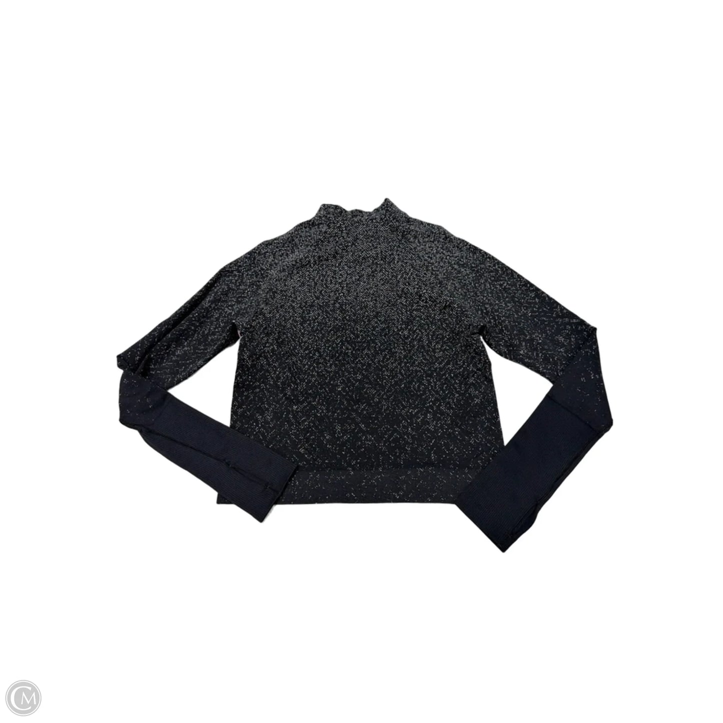 Athletic Top Long Sleeve Collar By Lululemon In Black & Grey, Size: M