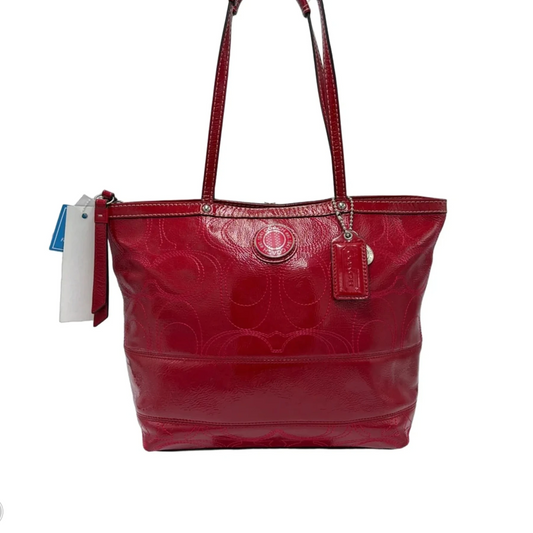 Coach Signature Patent Leather Tote Designer Handbag
