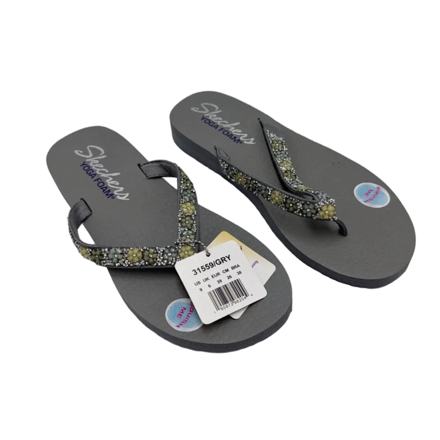 New! Sandals Flip Flops By Skechers In Grey, Size: 9