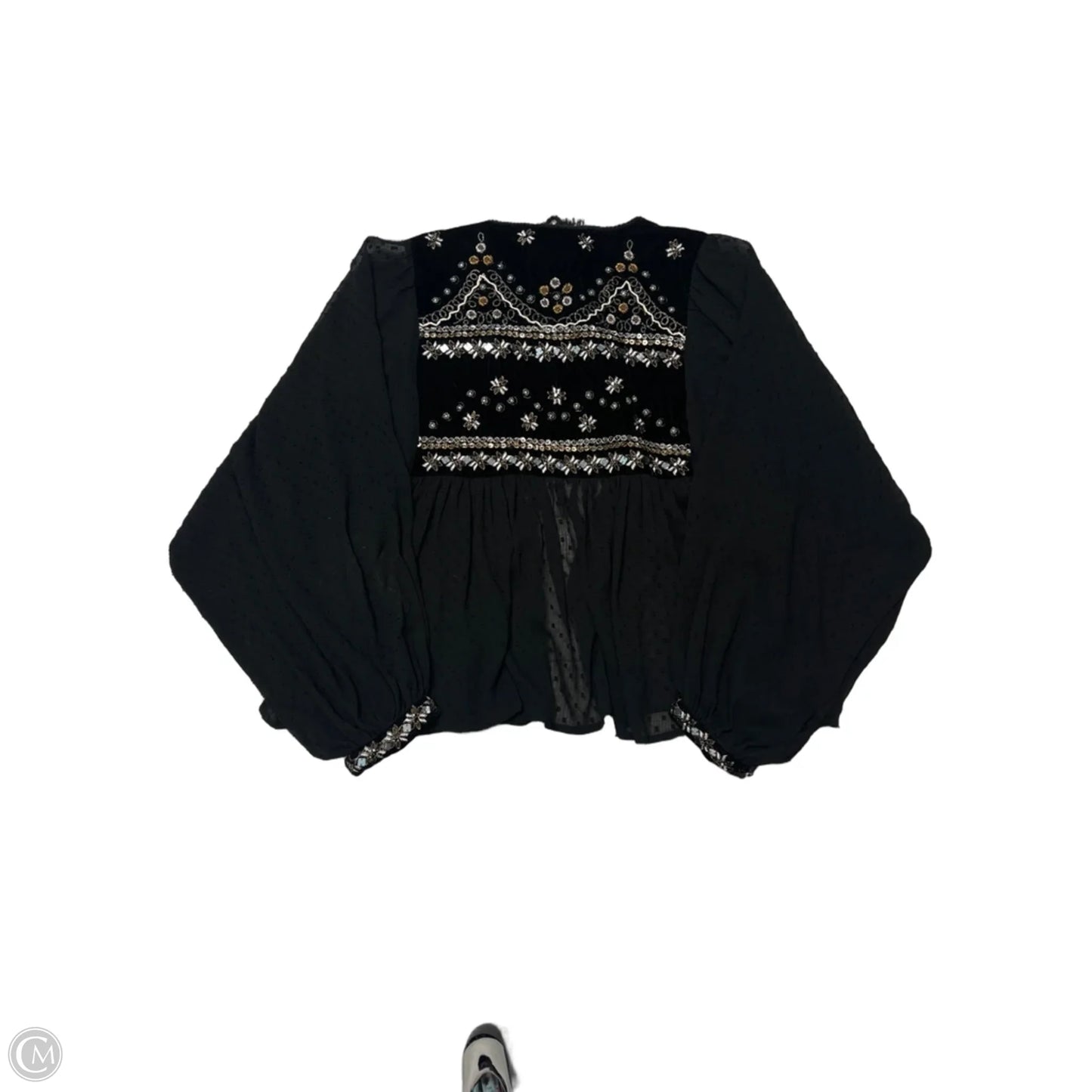 Top Long Sleeve By Zara Women In Black, Size: S