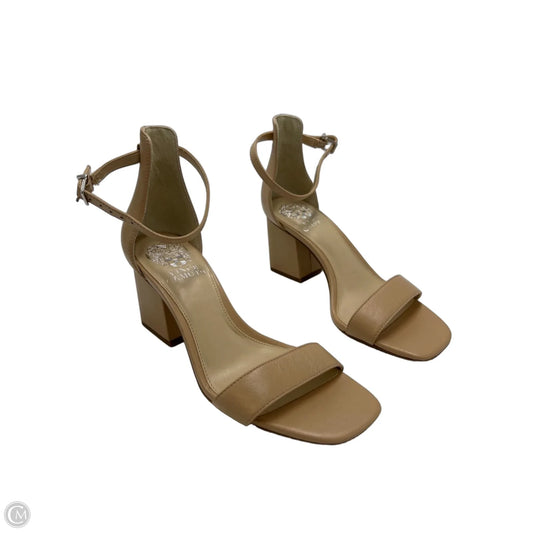 Vince Camuto Block-Heel Sandals in Beige, Size 7