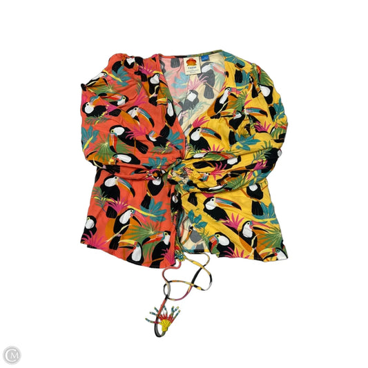 Farm Rio Designer Long-Sleeve Top in Animal Print, Size XS