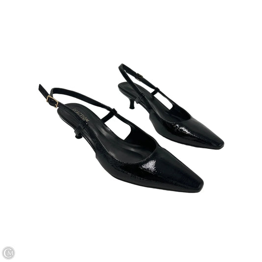 Kenneth Cole Black Patent Kitten-Heel Slingbacks, Size 9.5