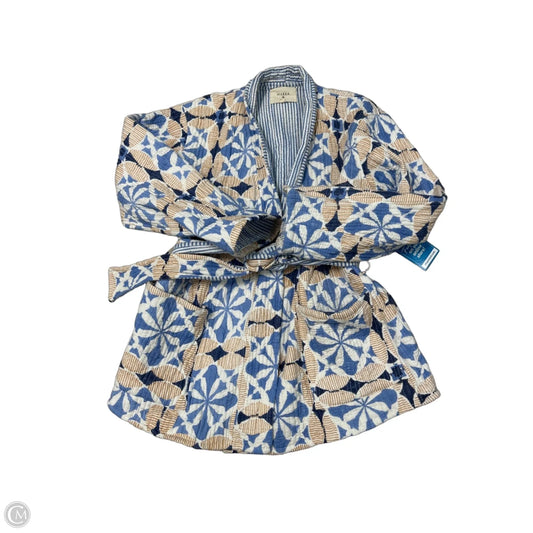 Marea Quilted Puffer Jacket in Blue & Brown, Size S