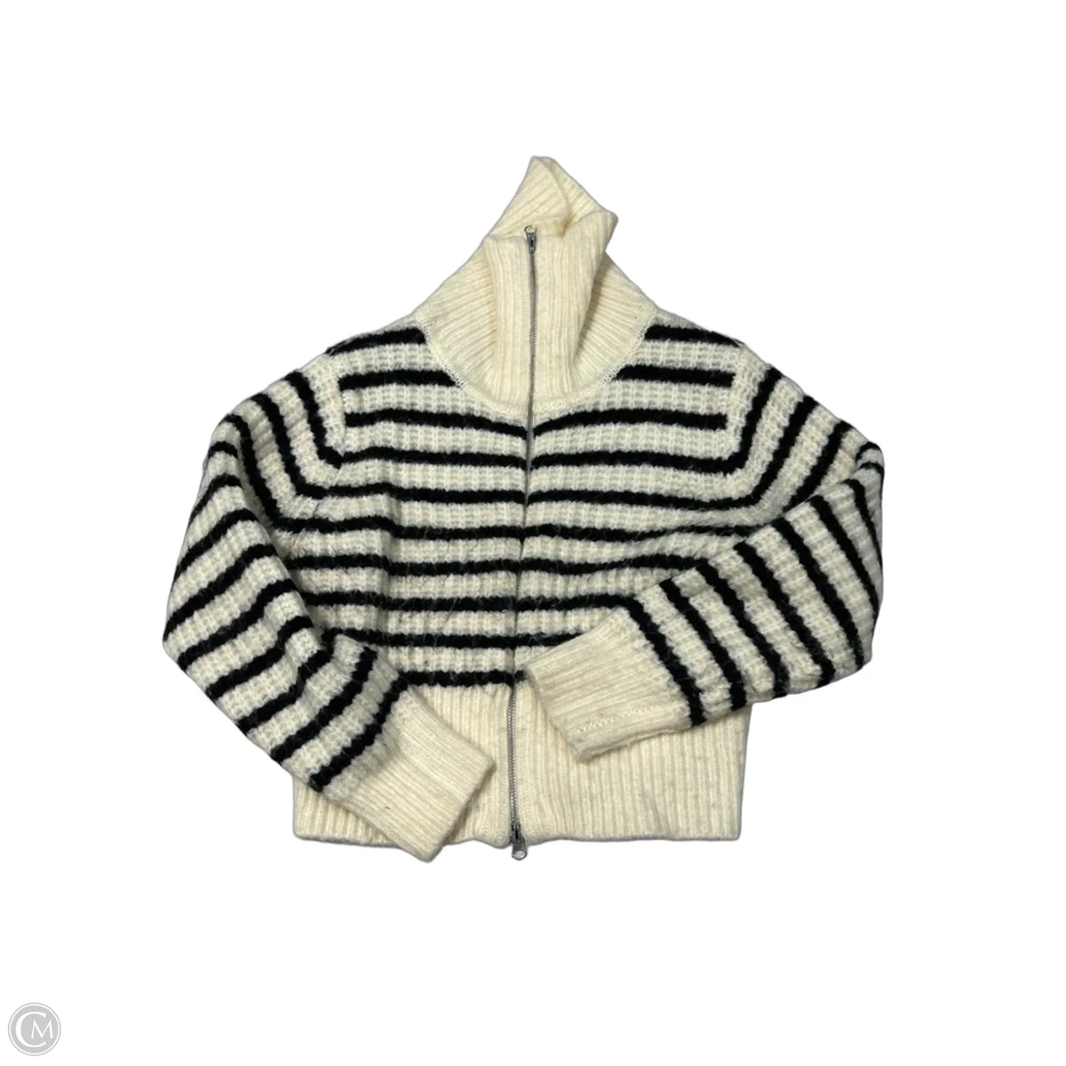 Universal Thread Zip-Up Sweater in Striped Pattern, Size S