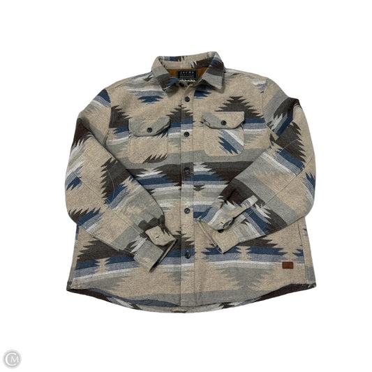 Shirt Jacket in Grey & Tan, Size XXL