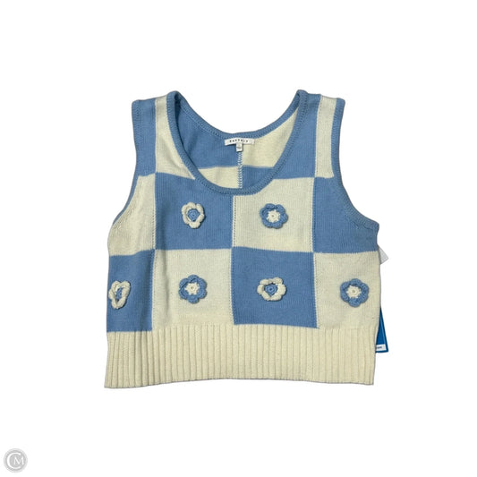 Top Sleeveless By Baevely In Blue & White, Size: L