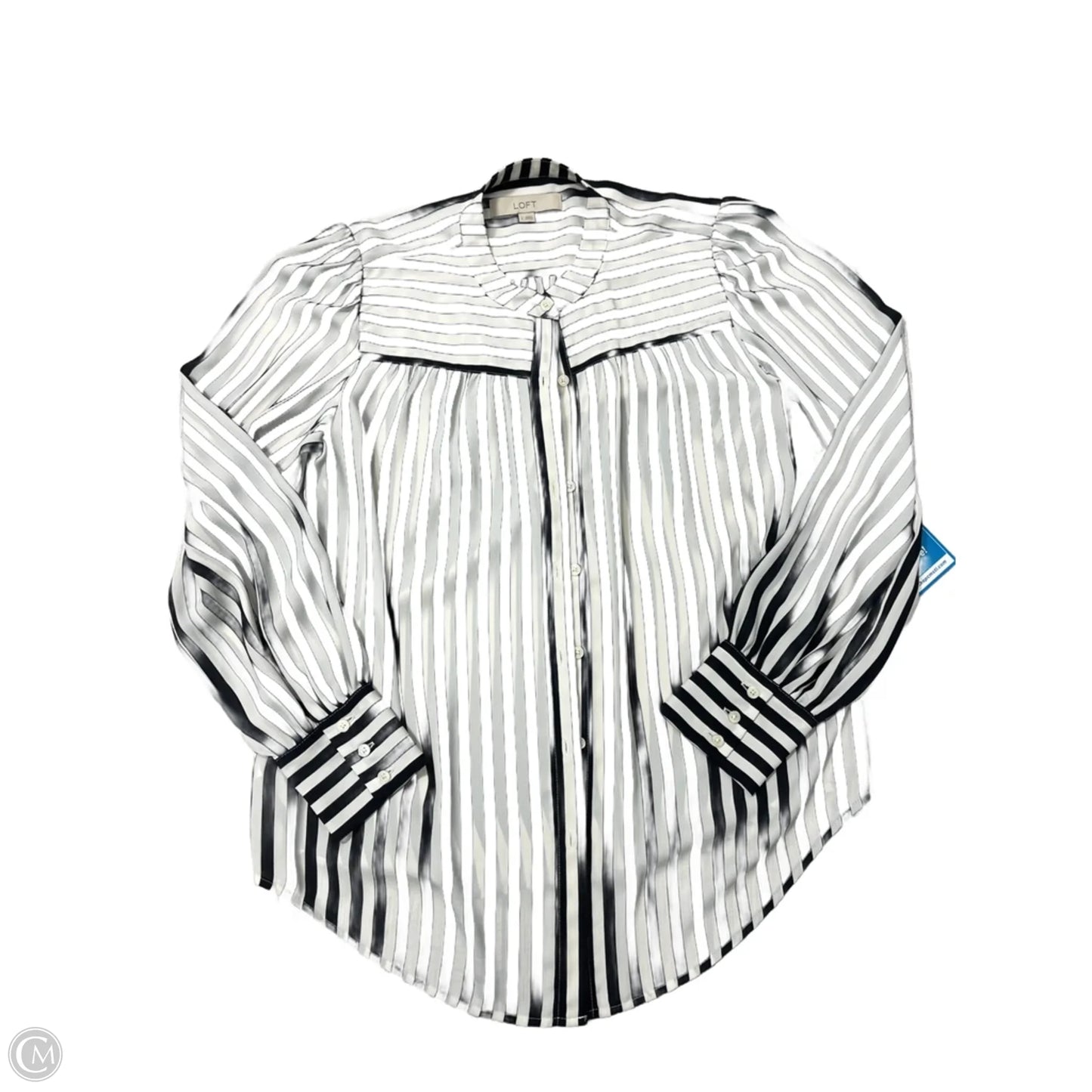 Blouse Long Sleeve By Loft In Black & White, Size: S