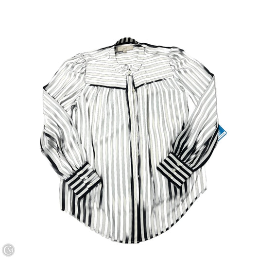 Blouse Long Sleeve By Loft In Black & White, Size: S