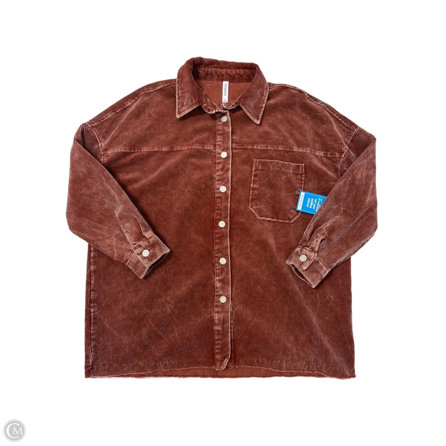 Jacket Shirt By Zenana In Orange, Size: L