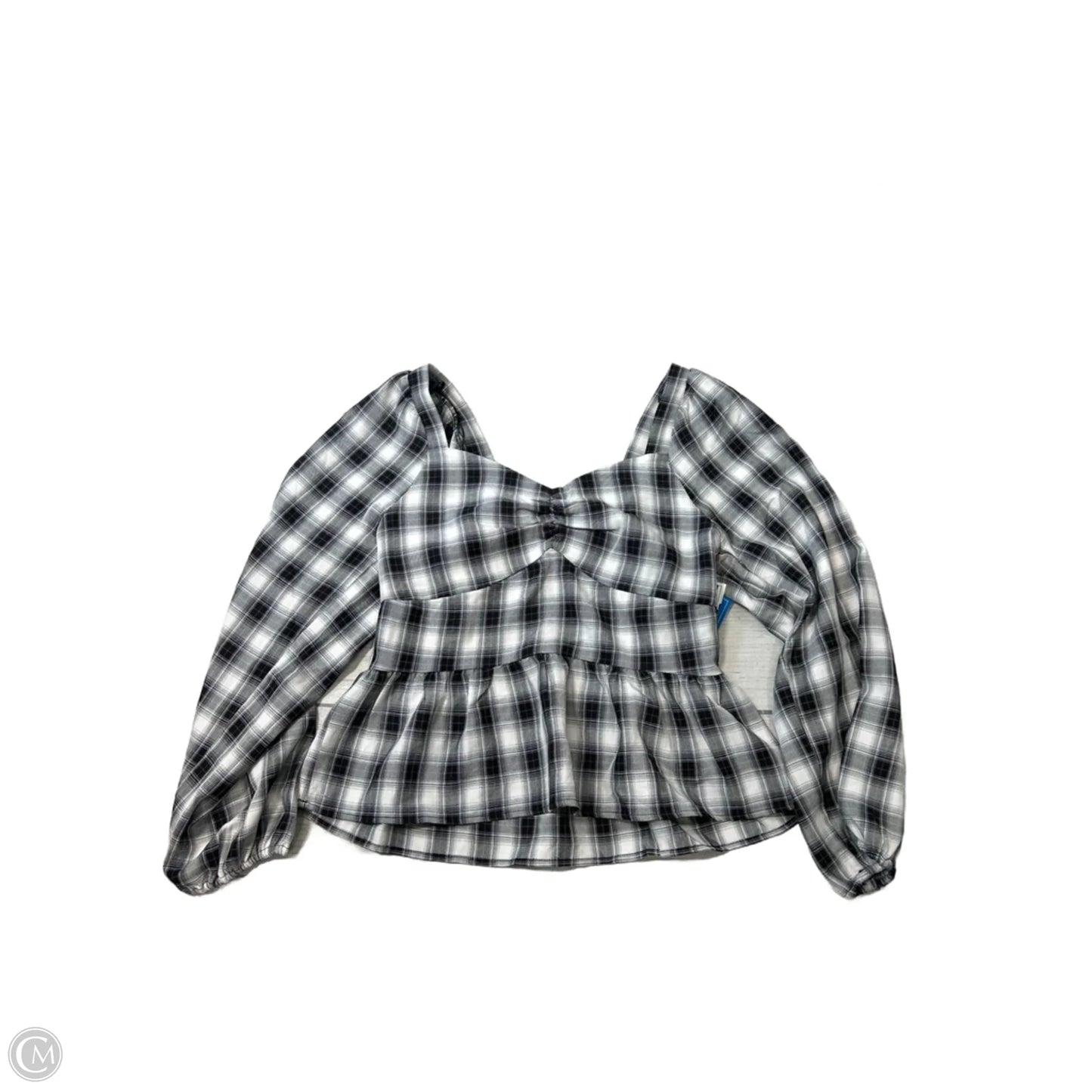 Top Long Sleeve By Pleione In Plaid Pattern, Size: M