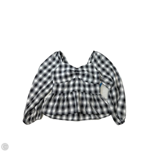 Top Long Sleeve By Pleione In Plaid Pattern, Size: M