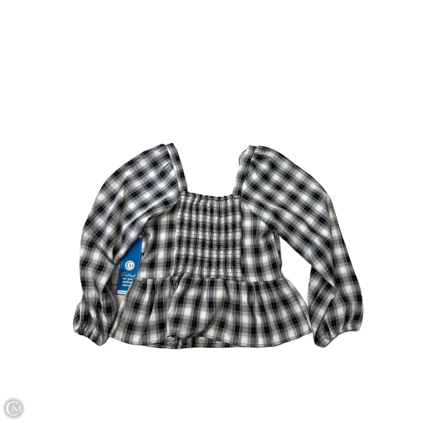 Top Long Sleeve By Pleione In Plaid Pattern, Size: M