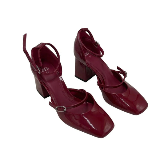 Shoes Heels Block By Zara In Red, Size: 7