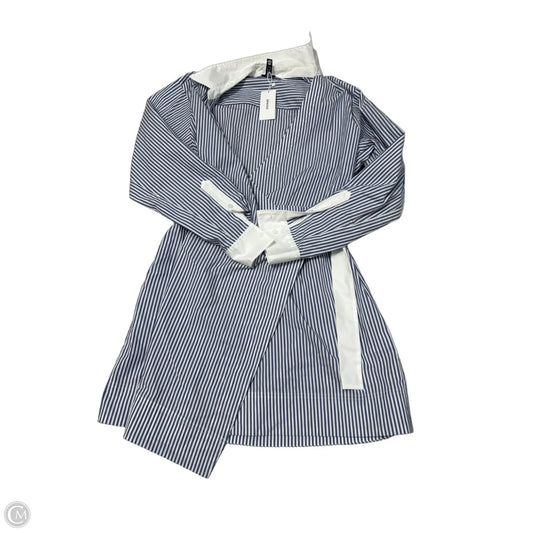 New! Spanx Tie-Waist Long-Sleeve Shirt in Blue & White, Size M