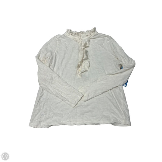 LOFT Long-Sleeve Top in Cream, Size L