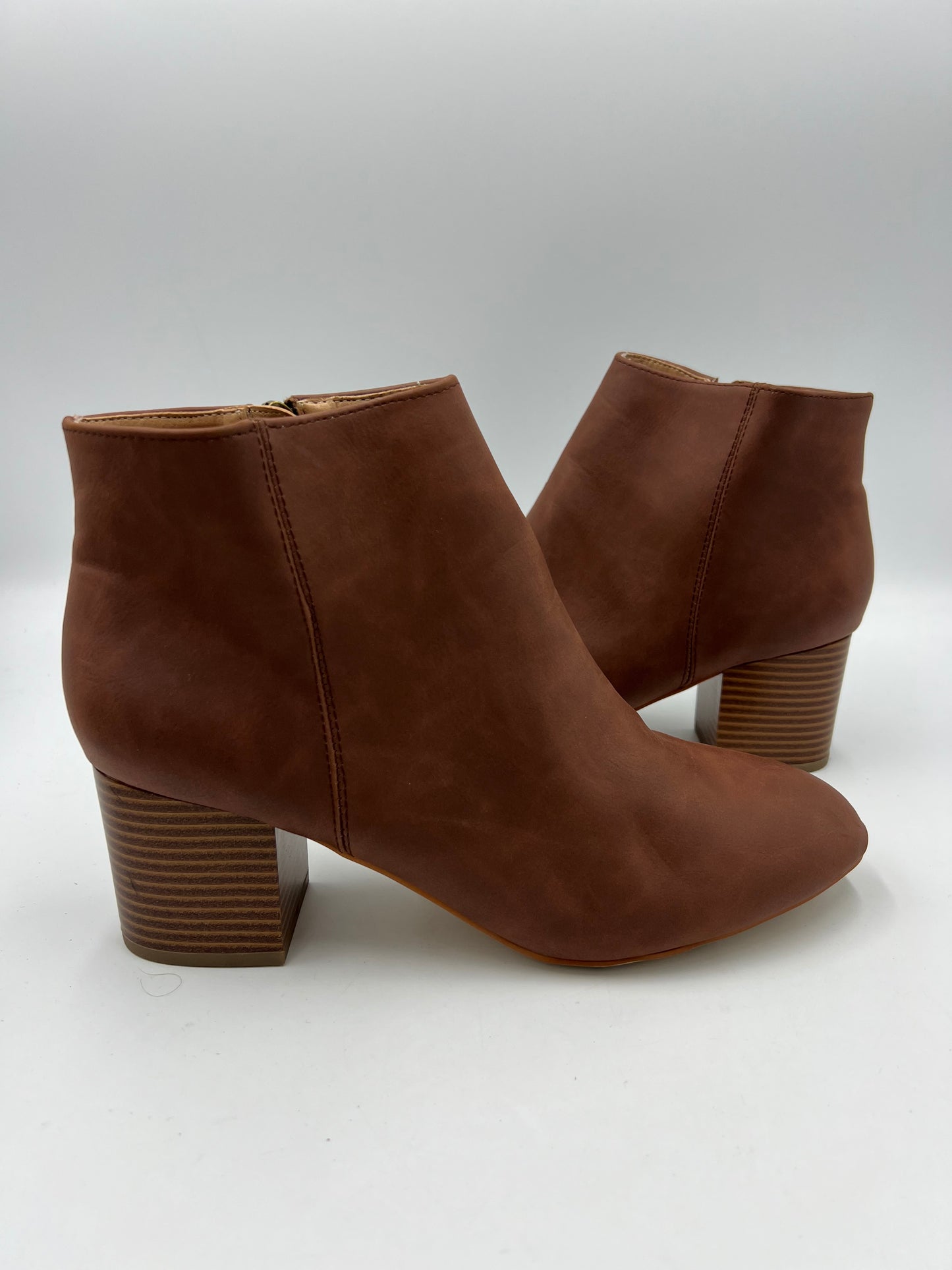 Boots Ankle Heels By Loft In Brown, Size: 9.5